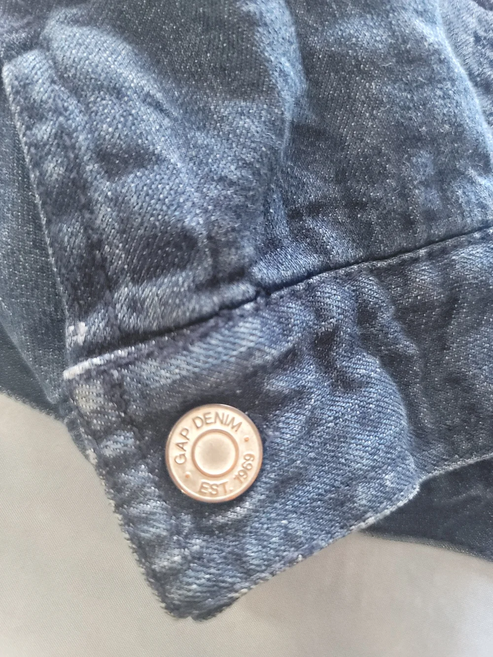 GAP Dark Blue Denim Jean Jacket with Gray Sherpa Lining